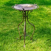Zaer Ltd International 28.75" Tall Ornate Iron Birdbath with 3 Small Birds in Copper-Bronze "Stephania" ZR220411-CB View 2