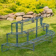 Zaer Ltd International Three Tier Metal Riser Plant Stand Display in Cobalt Blue "Stephania" ZR220414-BL View 2