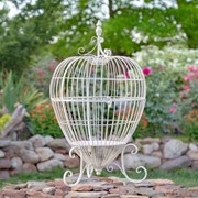 Zaer Ltd. International Set of 2 Metal Heart-Shaped Cage Plant Stands in Antique White "Ariyanna" ZR220415-AW View 2