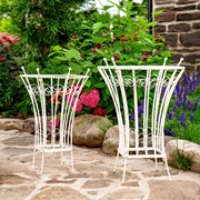 Zaer Ltd. International Set of 2 Round Iron Trellis Garden Stands in Antique White "Stephania" ZR220416-AW View 2