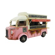 Zaer Ltd International 11.42" Retro Metal Ice Cream Truck Tabletop Decoration in Pink ZR107831-PK View 2