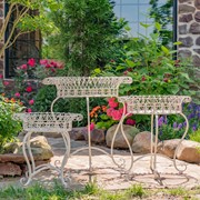 Zaer Ltd. International Set of 3  Round Iron Wire Basket Plant Stands in Antique White "London 1820" ZR220392-AW View 2