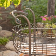 Zaer Ltd. International Pre-Order: 32.28" Tall 2Tier Metal Oval Basket Plant Stand in Bronze "Stephania" ZR220663-BZ View 2