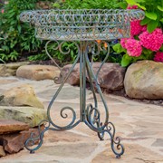 Zaer Ltd. International Set of 2 Round Plant Stands with Decorative Baskets in Blue "Copenhagen 1843" ZR220407-BL View 2