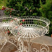 Zaer Ltd. International Set of 3 Round Plant Stands with Baskets in Antique White "Copenhagen 1843" ZR220408-AW View 2