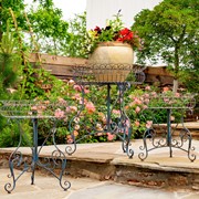 Zaer Ltd. International Set of 3 Round Plant Stands with Baskets in Blue "Copenhagen 1843" ZR220408-BL View 2