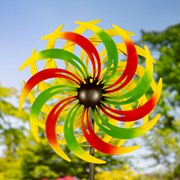 Zaer Ltd. International 93" Tall Red, Green & Yellow Metal Windmill Stake "Adriana" ZR208880 View 2