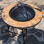 Zaer Ltd. International 25.6"D. Round Mosaic Tile Metal Fire Pit "Shenandoah" ZR803681-A View 2