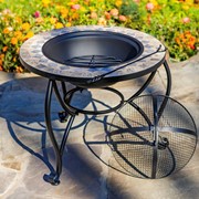 Zaer Ltd. International 25.6"D. Round Mosaic Tile Metal Fire Pit "Medora" ZR803681-C View 2