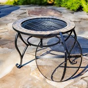 Zaer Ltd. International 32.6"D. Round Mosaic Tile Metal Fire Pit "Medora" ZR803682-C View 2