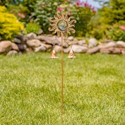 Zaer Ltd International 31.4" Tall Antique Copper Iron Sun Garden Stake with Lily-Shape Bell Details ZR230521 View 2