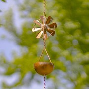 Zaer Ltd International 94" Long Antique Copper Iron Rain Chain with Windmill Details ZR235181 View 2