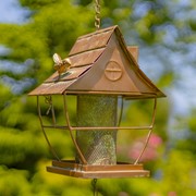 Zaer Ltd International 42" Long Hanging Pagoda Shaped Iron Birdfeeder with Toadstool & Bells ZR235184 View 2