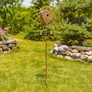Zaer Ltd International 66" Tall Heart-Shaped Iron Birdhouse Garden Stake with Dangling Bells "Sikha" ZR235186 View 2