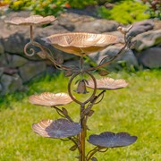 Zaer Ltd International 44.5" Tall Multi-Tier Blossom Shaped Iron Birdbath Garden Stake "Camellia" ZR235187 View 2
