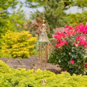 Zaer Ltd International Set of 3 Hanging Antique Copper Angel Wind Chimes ZR235189-31-SET View 2