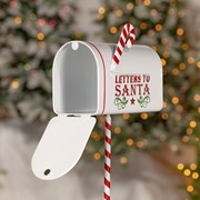 Zaer Ltd International 31" Tall Antique White "North Pole" Metal Mailbox with Candy Cane Stand ZR361494-AW View 2