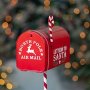 Zaer Ltd International 31" Tall Antique Red "North Pole" Metal Mailbox with Candy Cane Stand ZR361494-RD View 2