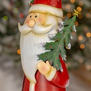 Zaer Ltd International 30.75" Tall Metal Santa Figurine Holding Tree ZR234765 View 2