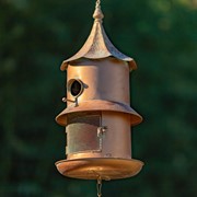 Zaer Ltd International Set of 4 Asst Copper Hanging Birdhouse Feeder Wind Chimes "Homestead Collection" ZR235021-4-SET View 2