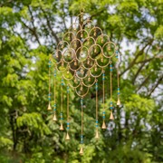 Zaer Ltd International Set of 4 Assorted Gold Diamond-Shaped Metal Wind Chimes with Beaded Accents LS016826-SET View 2