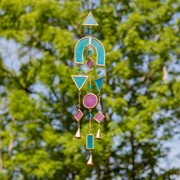 Zaer Ltd International Set of 6 Assorted Geometric Suncatcher Wind Chimes "Greenwich Wind Chimes" LS017586-SET View 2