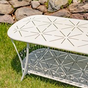 Zaer Ltd International 47.25"L. Embellished Oval Metal Garden Table with Shelf in White "Toulouse 1275" ZR194619-AW View 2