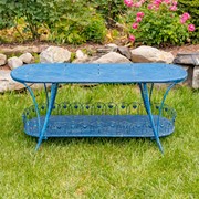 Zaer Ltd International 47.25"L. Embellished Oval Metal Garden Table with Shelf in Blue "Toulouse 1275" ZR194619-BL View 2
