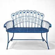 Zaer Ltd International 47.25" Long Embellished Metal Garden Bench in Antique Blue "Toulouse 1275" ZR194620-BL View 2