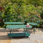 Zaer Ltd International 47.25" Long Embellished Metal Garden Bench in Antique Green "Toulouse 1275" ZR194620-GR View 2