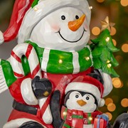 Zaer Ltd International 13.5" Tall Light-up Snowman & Penguin Christmas Decoration "Polar Pals" ZR220007 View 2