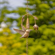 Zaer Ltd International 91" Long Antique Copper Iron Rain Chain with Hummingbirds & Flowers ZR235230 View 2