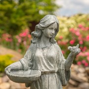 Zaer Ltd International 38" Tall Magnesium Girl Holding Bird and Bowl Garden Statue in Grey "Holly" ZR131740-GY View 2