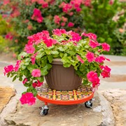 Zaer Ltd. International 11.8" Ceramic Mosaic Tile Plant Trolley "Belgrade" - Red/Yellow/Green ZR850031 View 2