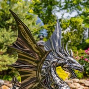 Zaer Ltd. International 44" Tall Ferocious Metal Dragon Statue Standing Upright "Tarragon" ZR240405 View 2