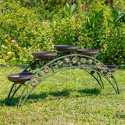 5ft. Long Bridge-Like Iron Plant Stand with Five Planters in