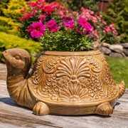 Zaer Ltd International Pre-Order: Hand Painted Ceramic Turtle Planter "Maldives" ZR083901 View 2