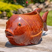 Zaer Ltd International Pre-Order: 18.5" Hand Painted Ceramic Goldfish Flower Pot "Goldie" ZR083914 View 2