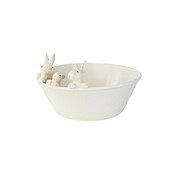 Zaer Ltd International Pre-Order: 12" Ceramic Oval Basin with Peeping Bunnies  "White Rabbit" ZR088115 View 2
