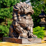 Zaer Ltd. International Set of 2 Magnesium Foo Dog Statues in Antique Bronze "Gan & An" ZR617270-BZS View 2