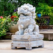 Zaer Ltd. International Pre-Order: Set of 2 Magnesium Foo Dog Statues in Antique Grey "Gan & An" ZR617270-GYS View 2