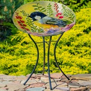 Zaer Ltd International 18" Glass Bowl Oriole Birdbath with Metal Stand "Baltimore" ZR180904 View 2