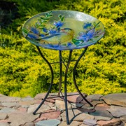 Zaer Ltd International 18" Glass Bowl Goldfinch Birdbath with Metal Stand "New Jersey" ZR180908 View 2