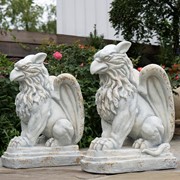 Zaer Ltd International Set of 2 Magnesium Griffin Statues in Antique Grey "Peter & Lois" ZR619280-GYS View 2
