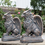 Zaer Ltd International Set of 2 Magnesium Griffin Statues in Antique Bronze "Peter & Lois" ZR619280-BZS View 2