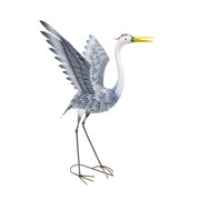 Zaer Ltd International Pre-Order: Set/4 Assorted Great Blue Heron Metal Garden Figurines "Stony Island" ZR241180-SET View 2