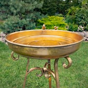 Zaer Ltd International 31.3" Tall Frosted Gold Birdbath-Feeder with Tri-Stand ZR240489-FG View 2