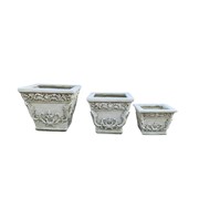 Zaer Ltd International Pre-Order: Set of 3 Assorted Magnesium Square Flower Pots in Antique Grey ZR301150-GY View 2