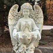 Zaer Ltd International Pre-Order: 30" Tall Wall Hanging Cherub Flower Planter in Antique Grey ZR341729-GY View 2
