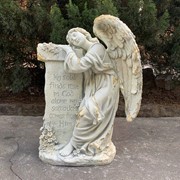 Zaer Ltd International Pre-Order: 34" Tall Mourning Angel Statue with Pedestal in Antique Grey ZR341534-GY View 2